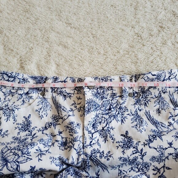 Talbots Petite Simple Flattering White Blue Floral Printed Ankle Pants Women 12 - Picture 8 of 9